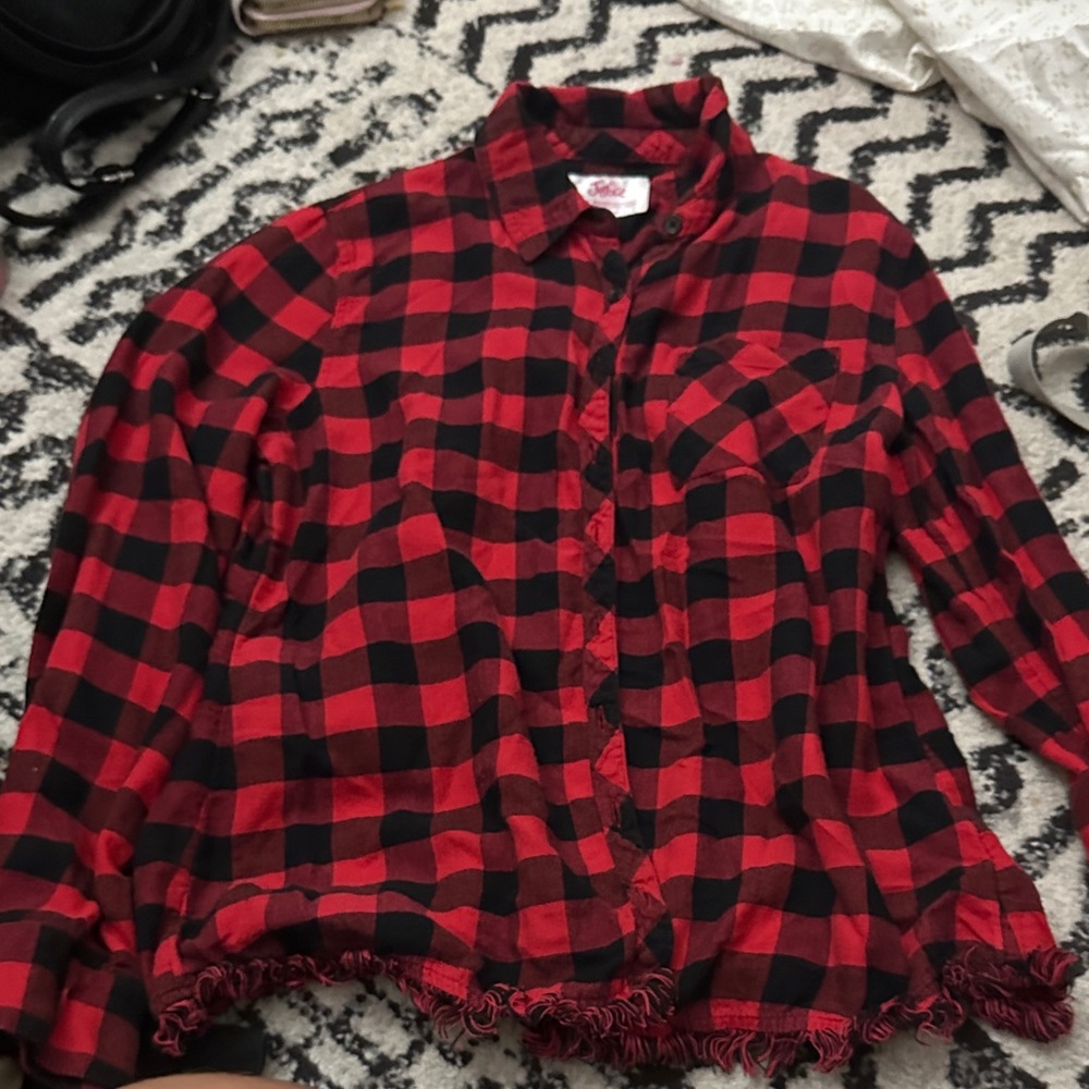 Justice Red and Black Plaid Hoodie